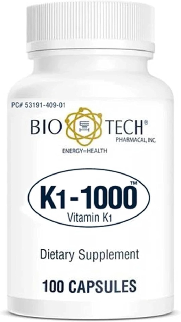 Bio-Tech Pharmacal K1-1000 (Vitamin K1) 100 cápsulas - 3 Pack