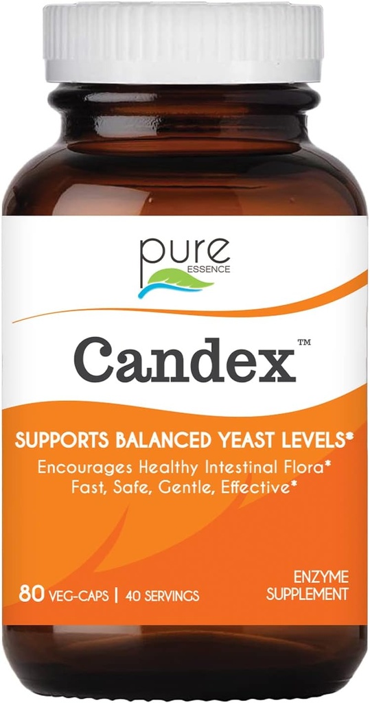Pure Essence Candex Supplement - Yeast Overgrowth Supplement with Digestive Enzymes, Yeast Infection Probiotic Treatment for Men and Women - 80 Capsules
