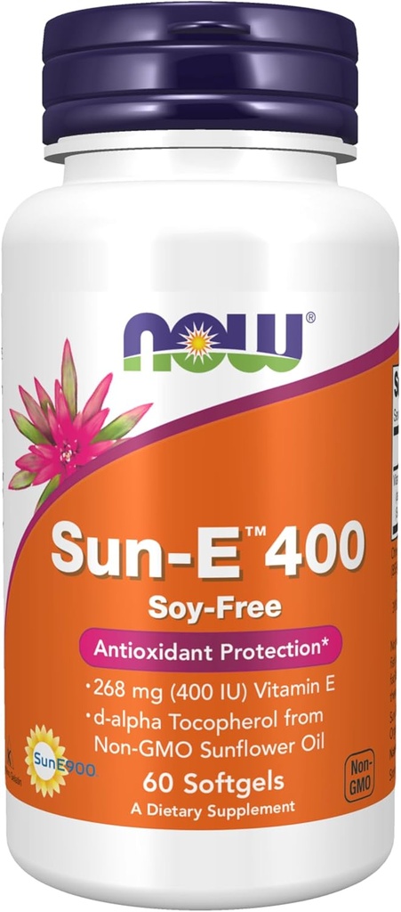 AHORA Suplementos de alimentos, Sun-ETM 400 UI con d-alpha Tocopherol del aceite de girasol no GMO, 60 Softgels