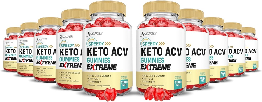 (10 Pack) Speedy Keto ACV Gummies Advanced Formula 1000MG Speedy Keto Gummies Apple Sider Vinegar Formulado con Pomegranate Beet Juice Powder B12 Vegan Non GMO 600 Gummys