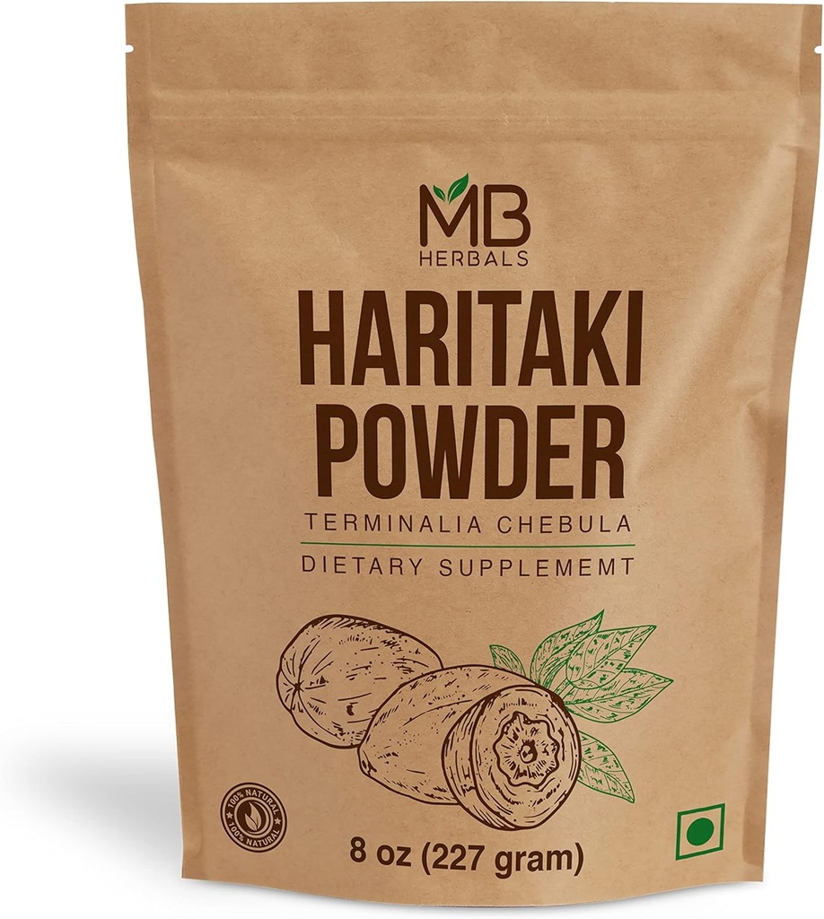 MB Herbals Haritaki Powder 8 oz / 227 Gram / 0,5 lb  duración Inknut Powder ¦ Terminalia chebula Harde Chebulic Myrobalan ← Gluten Free ← No Preservstives