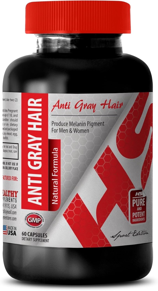 Folic Acid Supplement - Anti Gray Hair Natural Formula - Support The Nervous System (1 Bottle 60 cápsulas)