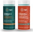 iwi Omega-3 Sport " Vegikrill Omega-3 Bundle, 30 Servidores, Vegan Plant-Based Algae Omega 3 con EPA + DHA, Krill " Fish Oil Alternative, No Fishy Aftertaste