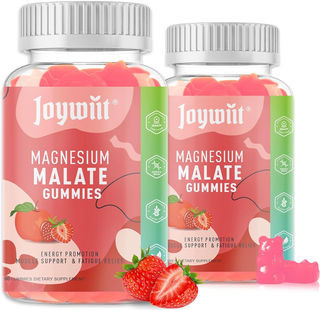 Magnesium Malate Gummies 1000mg ← Magnesium Malate Suplemento con L-Theanine, CoQ10 & Vitamina B6 TEN High Potency Stress Relief & Muscle Support ← Non-GMO, Vegan, Gluten-Free TEN 120 Gummies