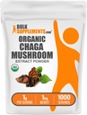 BulkSupplements.com Organic Chaga Mushroom Extract Powder - Chaga Powder, Mushroom Supplement - Gluten Free, 1g per Serving, 1kg (2.2 lbs) (Pack of 1)