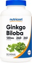Nutricost Ginkgo Biloba 120mg, 240 cápsulas - Extra Strength Ginkgo Biloba Extract - Gluten Free " Non-GMO