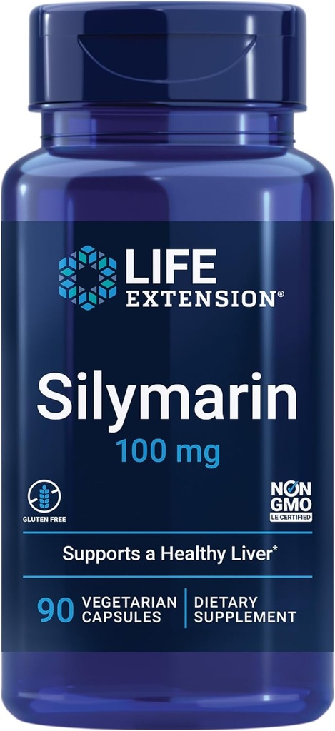 Extensión de la vida Silymarin – Extracto de esteto de leche – Apoya la salud del hígado – libre de gluten, no GMO, vegetariano – 90 cápsulas