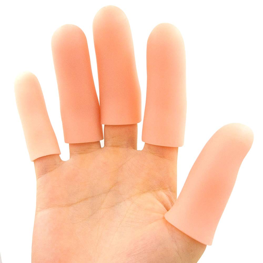 JKcare Large Finger Cots, 10 Pack Silicone Finger Sleeves Soporte para Trigger Finger & Artritis - Protector de cubiertas para el alivio del dolor de maíz