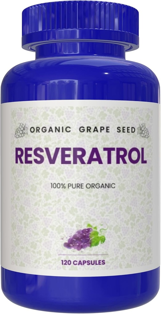 Resveratrol orgánico puro 100%, 120 cápsulas, antioxidantes " Trans-Resveratrol " , promueve el Anti-Envejecimiento, soporte cardiovascular, Immune Boost, Clarity mental