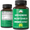 Ultra High Strength 4-In-1 Super Berberine Patented GlucoVantage + Wild Bitter Melon + Extracto de canela + Chromium Picolinate Vegan Capsules. Gran suplemento de apoyo después de la comida Spikes y energía