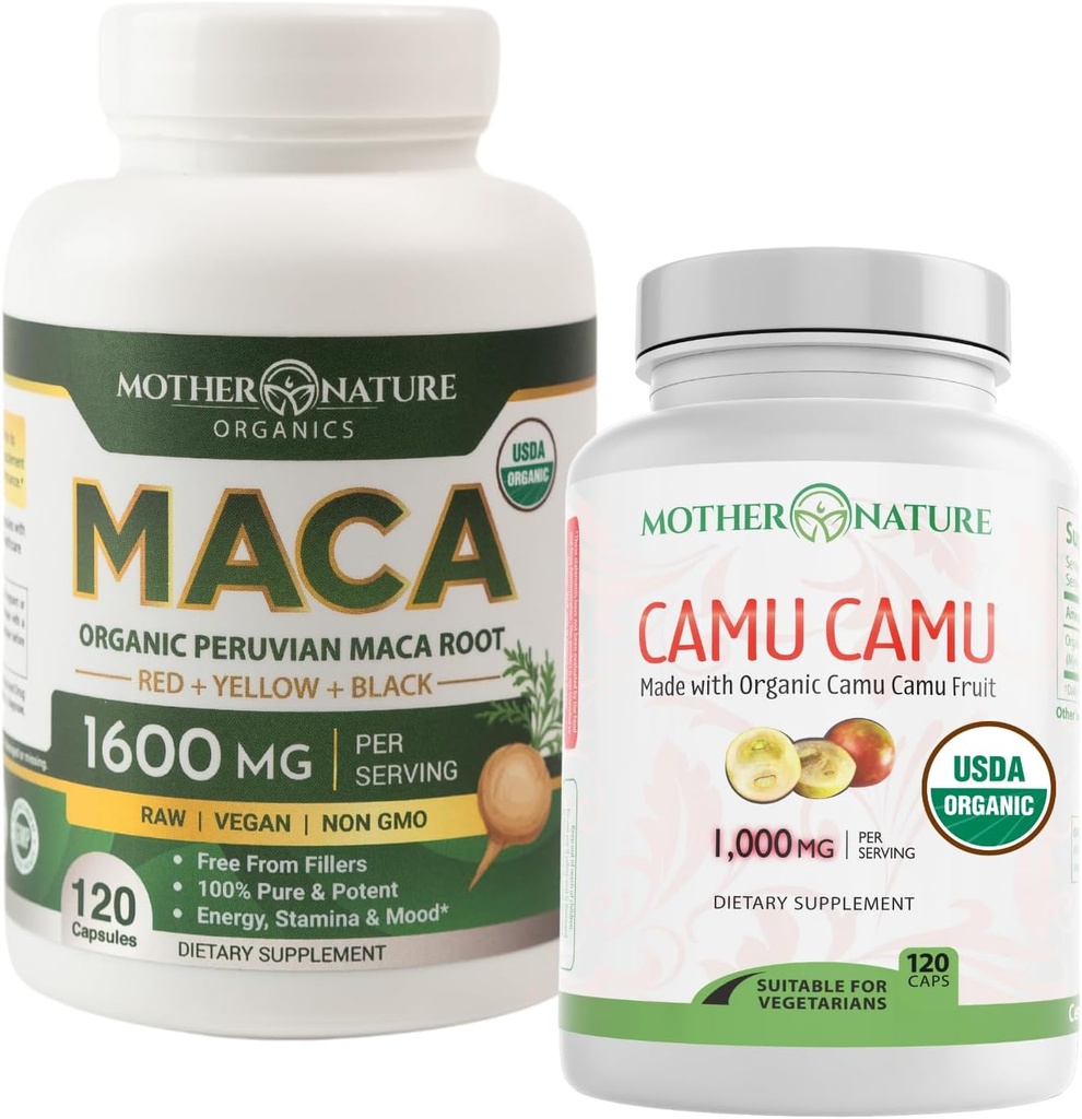 Vitamina orgánica C + Maca Root Capsules – Energía natural