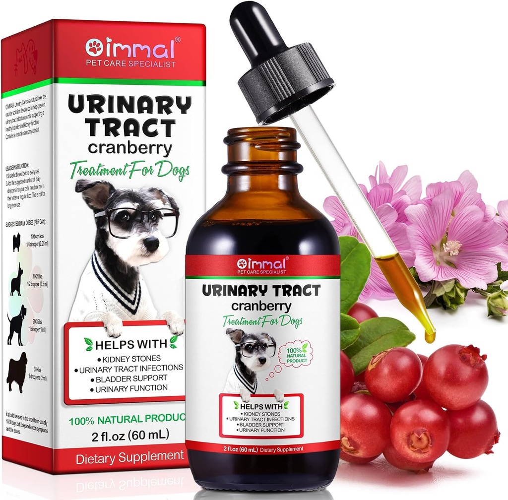 Urinary Tract for Dogs, Dog Urinary Tract Tratamiento de la Infección Drops Apoyo Vejiga, Kidney Stone y Dog UTI, Pet Supplies Health Care, Bacon Flavor- 60ml / 2.02oz