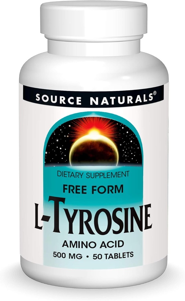Fuente Naturales L-Tyrosina - Suplemento de Aminoácidos de Forma Libre - 50 Tablas