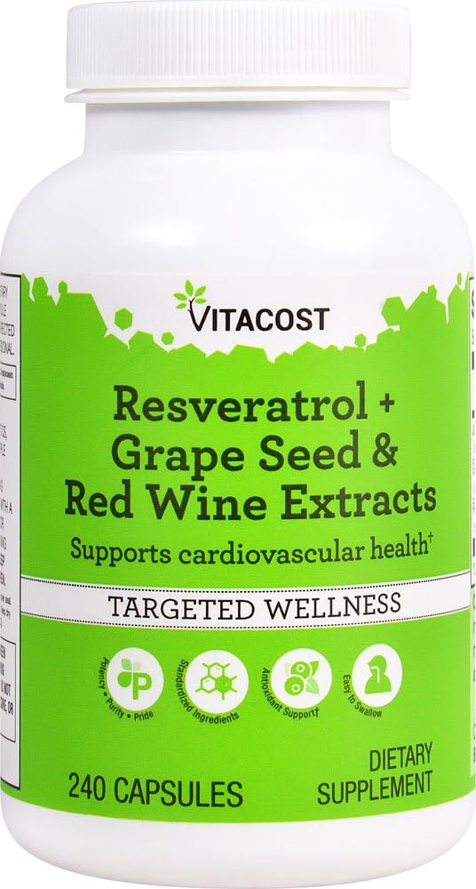 Vitacost Resveratrol + Grape Seed &amp; Red Wine Extracts - 240 Capsules