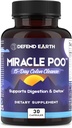 15 Day Gut Cleanse, Miracle Poo Colon Cleanse Capsules for Detox &amp; Digestive Health Support with Psyllium Husk, Senna, " Cascara Sagrada, Non-GMO, 30 Capsules