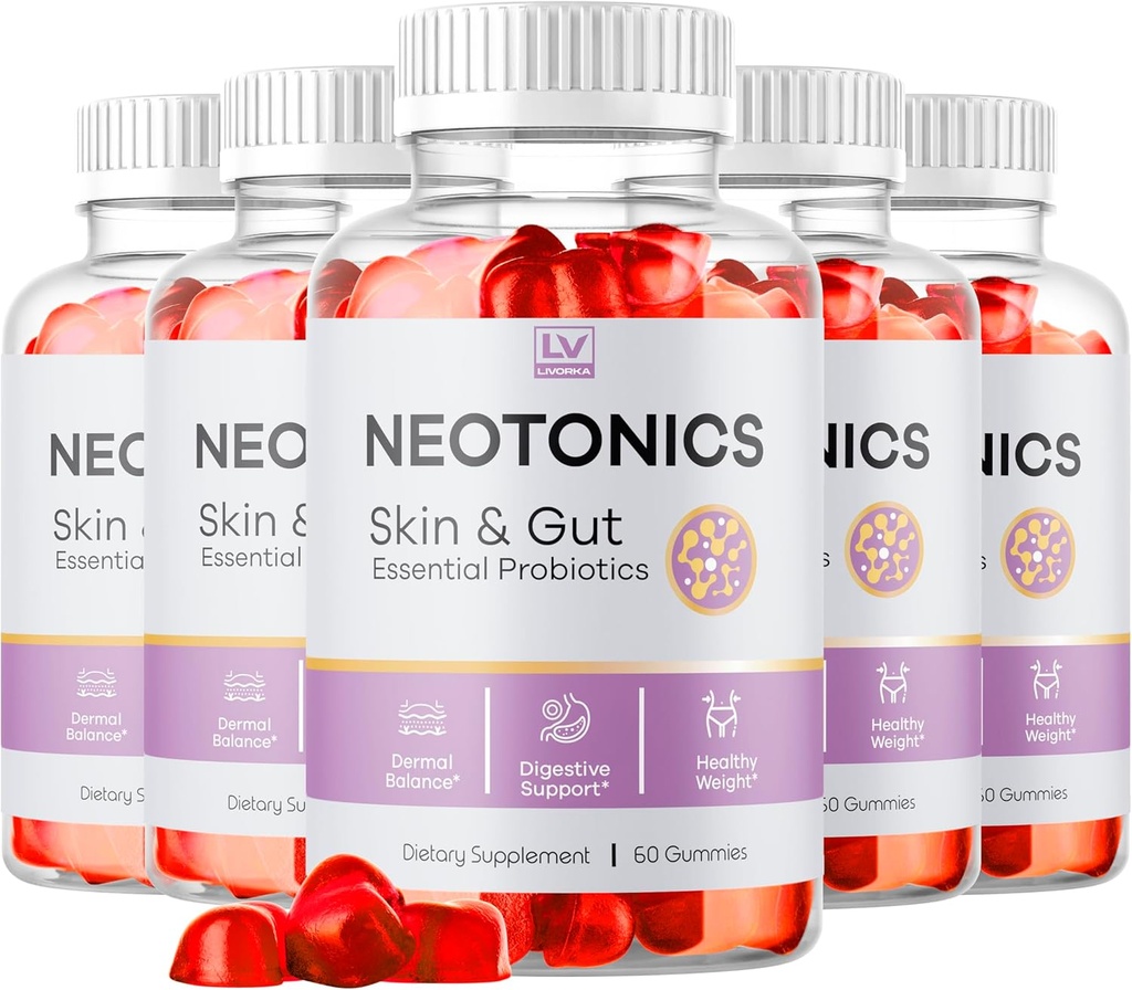 (5 Pack) Neotonics Skin And Gut Gummies, Neotonics Skin & Gut Essential Probiotics Gummies, Neotonics Skin And Gut Gummies Reviews, Neotonics Reviews, Neotonics Gummies, 300 Gummies For 5 Months