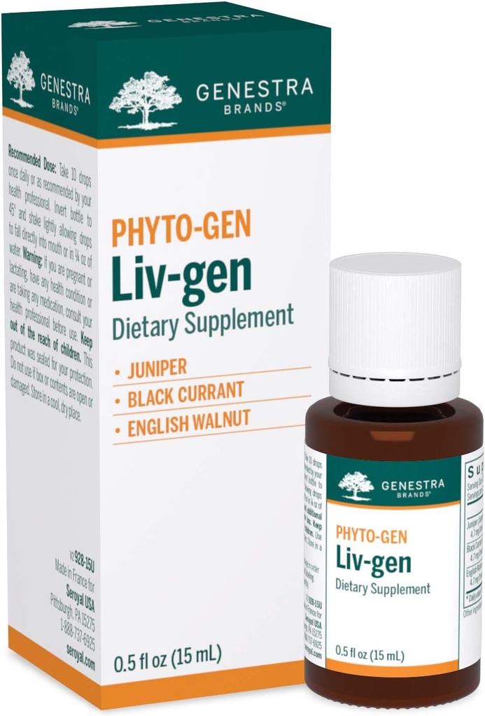 Genestra Brands Liv-gen peru Juniper, Negro Currant, y Inglés Walnut Herbal Suplemento tención 0.5 fl. oz.