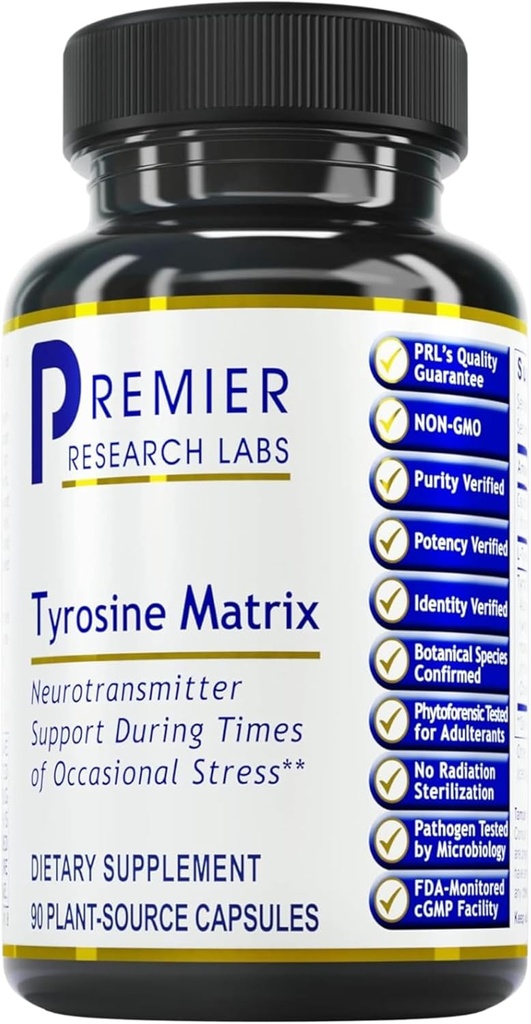 Premier Research Labs Tyrosine Matrix - L Tyrosine Supplement, L-tyrosine 944mg Capsules for Adults, Amino Acid Pills with Red Algae & Rhodiola Rosea - 90 Vegetarian Capsules