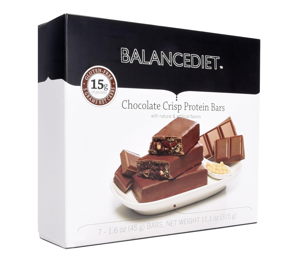 BalanceDiet™ | Protein Bar | 15g of Protein | Low Carb | 7 Bar Box (Chocolate Crisp)