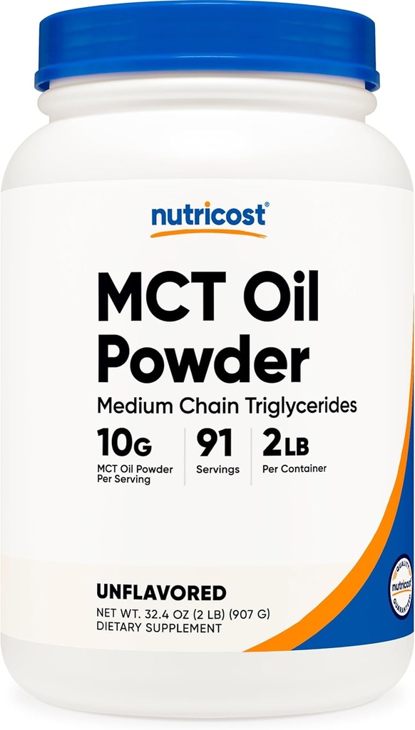 Nutricost Premium MCT Oil Powder - Best for Keto, Ketosis, and Ketogenic Diets - Non-GMO and Gluten Free... (2 LB (Unflavored))
