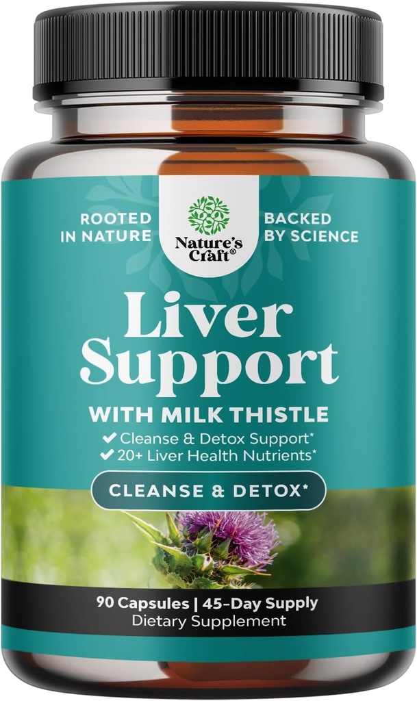 Liver Cleanse Detox &amp; Repair 90 Capsules - Herbal Liver Support Milk Thistle Suplemento - Silymarin Milk Thistle Suplementos con Dandelion Root, Choline, Beetroot & Artichoke Extract