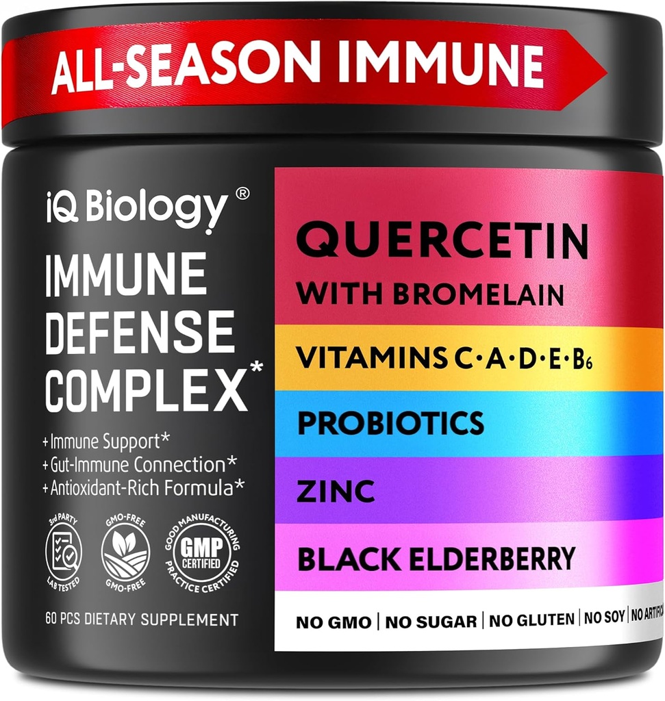 Quercetina con bromelaina - Premium Quercetina Capsules para el apoyo inmunitario y la atención respiratoria* - Green Tea Zinc Magnesium Vitamina D Vitamina C Vitamina E Turmeric Ginger Selenium Calcium - 60 cápsulas