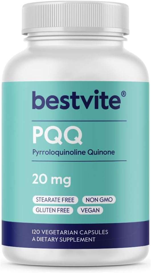 BESTVITE PQQ 20mg (Pyrroloquinoline Quinone) (120 Vegetarian Capsules) - No Stearates - Vegan - Non GMO - Gluten Free