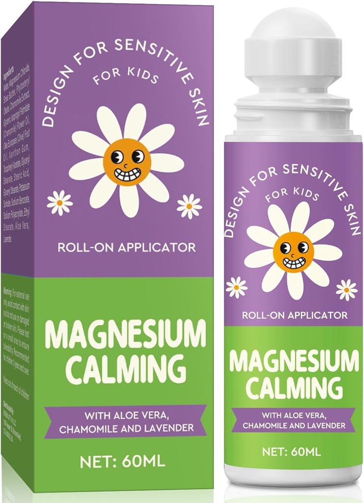 Loción de magnesio para niños - Magnesio para dormir, aceite de magnesio calma para ayudar a los niños a tener un sueño calmado durante la noche de dormir (60ML)