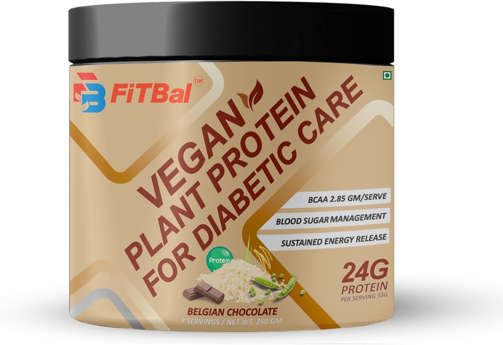 Vacuna de proteína de la planta vegana de chocolate belga 250 gramos (7 servidos) que sirven la cantidad-33G 24G Proteína por ser, Glutamina - 3.32 Gm