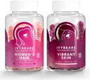 IvyBears® Women’s Hair & Skin Bundle – Peluqueros de crecimiento con Biotina &amp; Collagen + Vibrant Skin Gummies with Hyaluronic Acid " VERISOL – Vegan Beauty Support – 2-Pack
