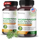Wormwood Black Walnut Whole Cloves Ginger - Soporte Digestion Wellness, Liver Cleanse, Joints Health - 120-day Supply - Made in The USA