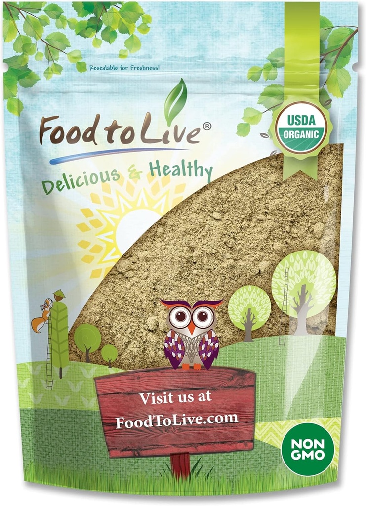 Alimentos para Vivir Powder de cáñamo orgánico, 2 libras — 50% Proteína, No GMO, No-Irradiado, Puro, Kosher, Superalimentos Veganos, Rico en hierro y fibra