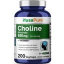 NusaPure Choline Bitartrate - Suitable for Vegetarian/Vegan, Non - GMO - 650 mg 200 Capsules