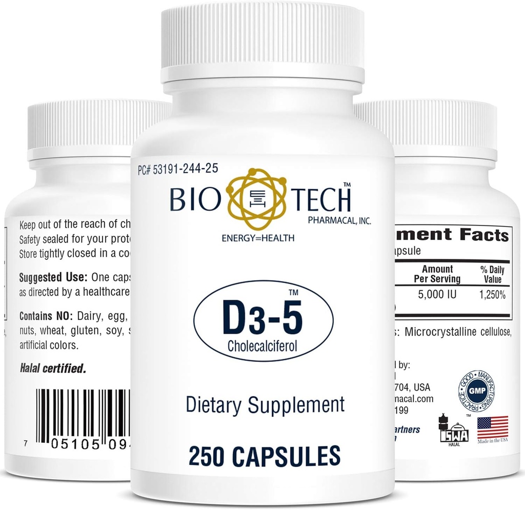 Bio-Tech Pharmacal Vitamin D3 (D3 5k IU, 250 Conde)