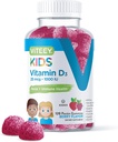 Viteey Vitamina D3 Niño Gummies 25mcg 1000 UI - Bone Health, Immune Health, Joint Muscle Support - Vegetarian, Gelatin Free, Gluten Free, GMO Free - Tasty Chewable Berry Flavored