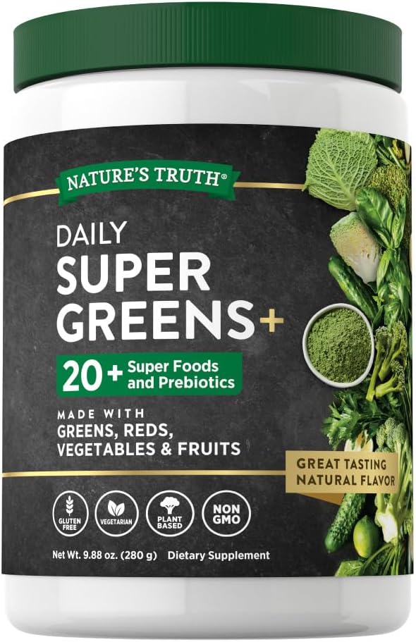 La verdad de la naturaleza Super Greens Superfood Powder Suplemento ← Frutas " Vegetables Blend  Juice " Smoothie Mix TEN 9,88 oz ANTE Vegan, Non-GMO " Gluten Free
