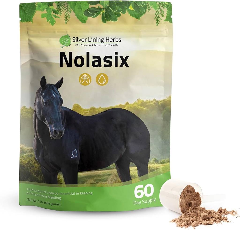 Herbs de forro de plata Nolasix Lung &amp; Circulación Suplementos para Caballos – Natural Herbal Horse Supplement for Circulation, Heart Health & Lung Support – Normal Respiración &amp; Vascular Support – 1 lb