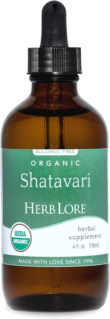 Herb Lore Orgánica Shatavari Root Extracto Tintura - Liquid Shatavari Drops (Asparagus Racemosus) para Lactation y Wellness Support - Alcohol Free (4 fl oz)