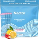 Nectar Energy Booster - Caffeine orgánica, B12 &amp; Electrolytes - Sugar Gratis " Cero Calorie - Café sano, bebida energética " Alternativa Soda - Hydration " Energy Supplement (Straw. Lemonade 18 Packets)