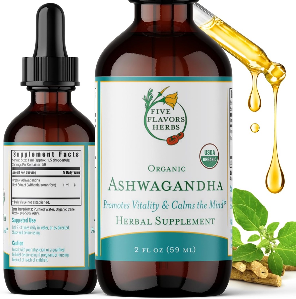 Ashwagandha Tincture - Promueve Vitality, Calms The Mind, Immune Support, Adaptogen, Lemon Balm, Herbal Supplement - 2 Fl Oz