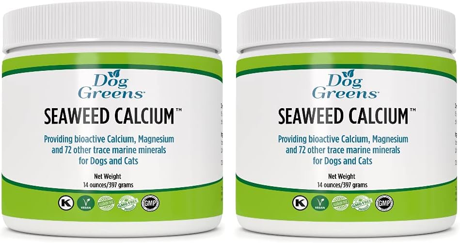 Calcio de algas marinas para mascotas, polvo de 14 oz, suplemento esencial, Añadir a alimentos crudos o caseros, fuente más limpia de Calcio que la carne de hueso o polvo de huevo, anteriormente el mejor Calcio de algas marinas de la naturaleza (2 Pack)
