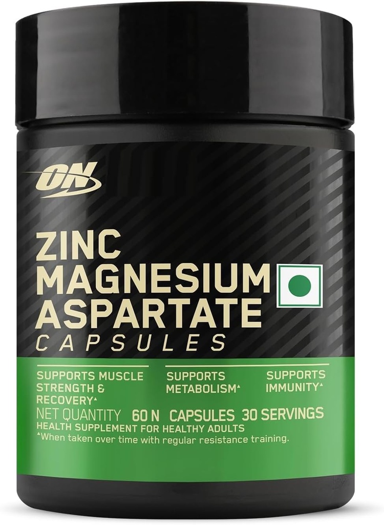 O.N Zinc Magnesium Aspartate (ZMA) - 60 Capsules, Muscle Strength, Metabolism, Immunity, Vegetarian