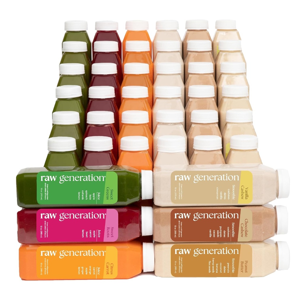 Raw Generation Protein Cleanse – 7-Day Juice " Smoothie Cleanse for Weight Loss, Lean Muscle, Reduced Bloating " Strengthening Energy – 42 Bottles to Support Workouts and Reset Your Diet