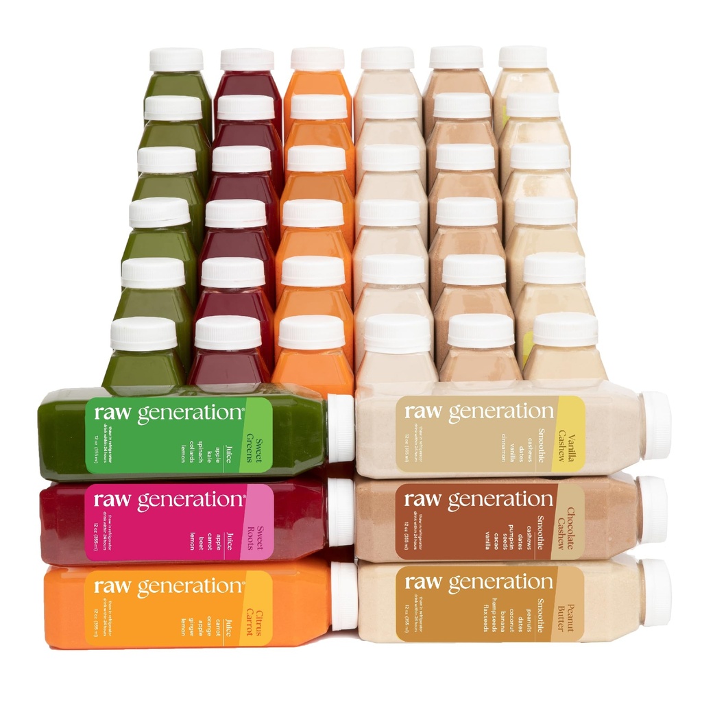 Raw Generation Protein Cleanse – 7-Day Juice " Smoothie Cleanse for Weight Loss, Lean Muscle, Reduced Bloating " Strengthening Energy – 42 Bottles to Support Workouts and Reset Your Diet