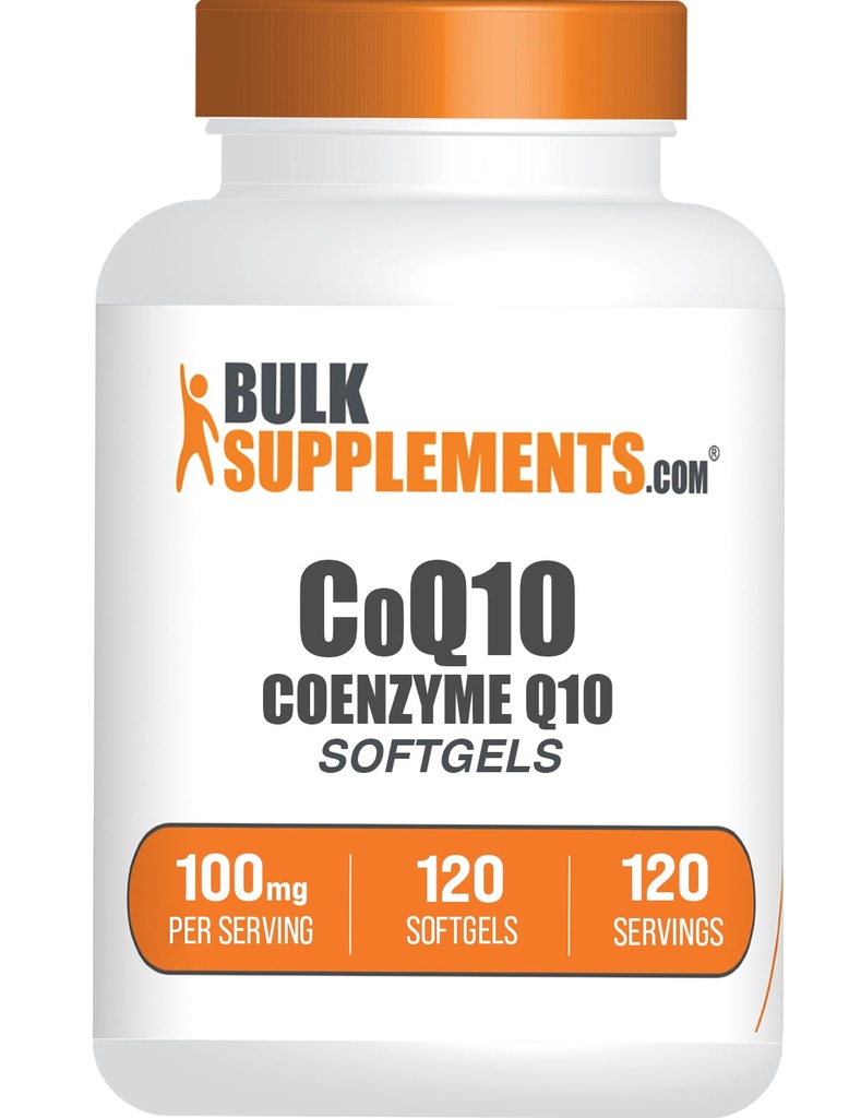 BulkSupplements.com CoQ10 100mg Softgels - Coenzyme Q10 100mg Supplement, for Heart Health - Gluten Free, 1 Softgel per Serving, 120 Count (Pack of 1)