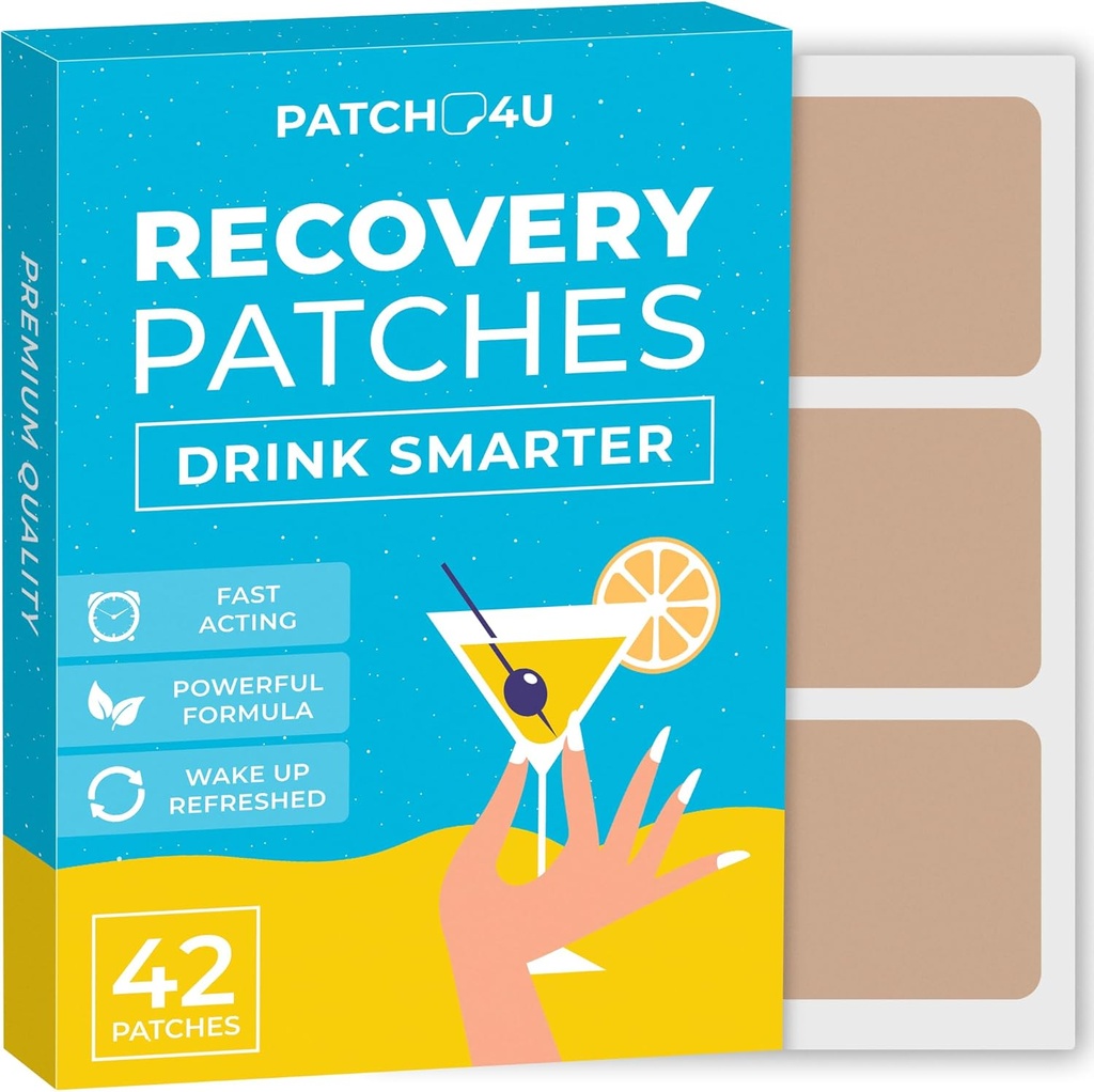 Patches de recuperación de fiestas 42 Pack - Despertar Refreshed &amp; Energized with Our 100% Natural Ingredients Patch - Skin-Friendly & Waterproof - Aplicar antes de beber - Enhanced Morning Formula
