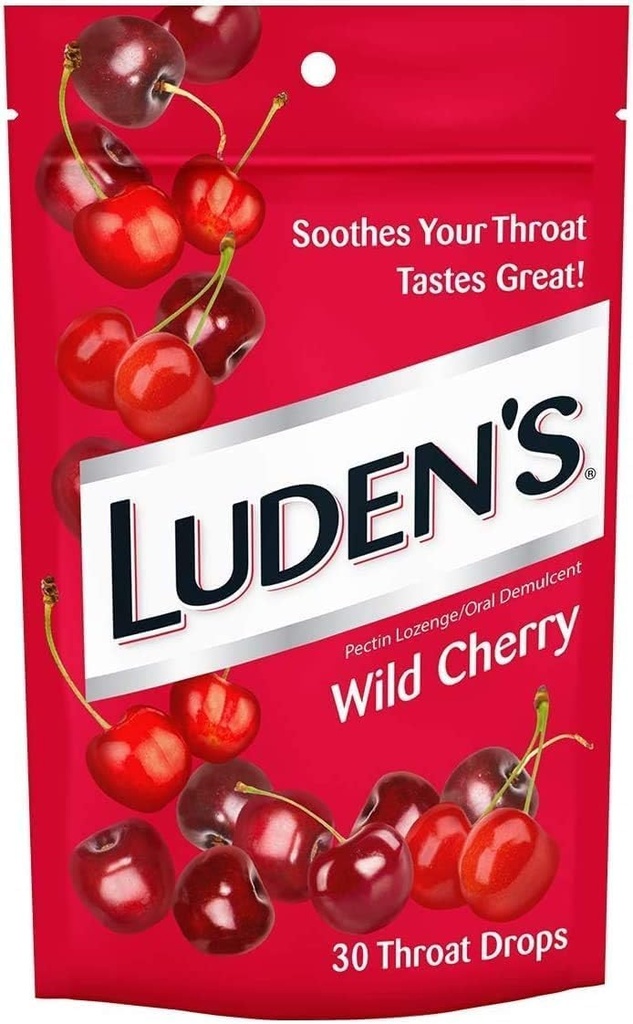 Las gotas de garganta de Luden Wild Cherry 30 gotas (3 PACK)