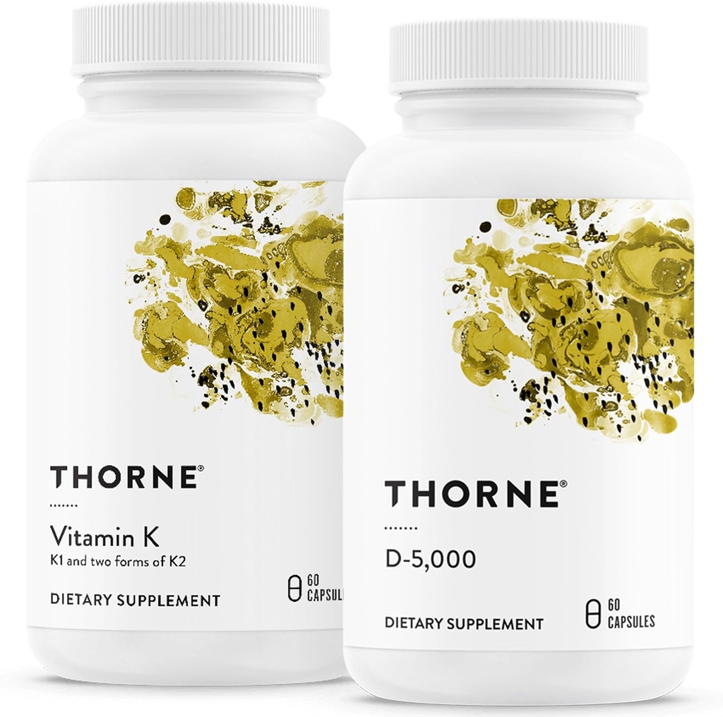 THORNE - Bone Health Bundle - Vitamina K & Vitamina D-5000 Combo for Strong Bones - 30 a 60 Servings