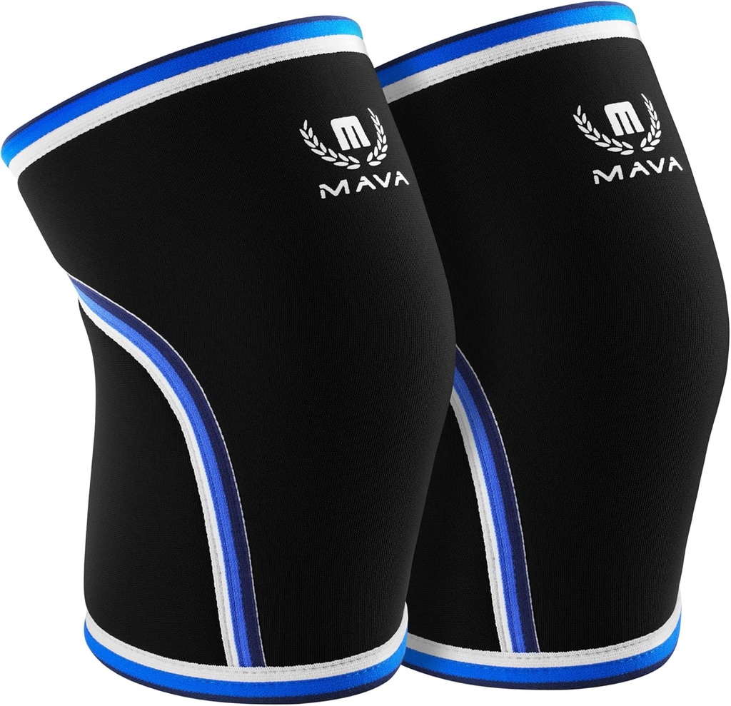 Mava Sports Knee Sleeves Weightlifting Men &amp; Women, 7mm Neoprene Knee Sleeves for Women and Men, Ideal para Cross Training WOD, Squats, Powerlifting