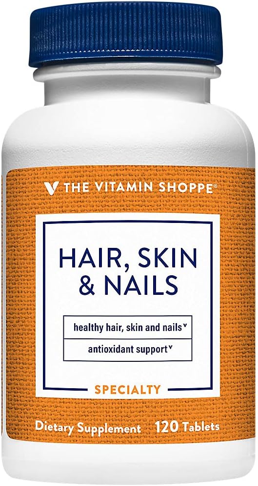 El cabello de la vitamina Shoppe, la piel y las uñas, con 400MCG de la biotina, soporte para el cabello vivo saludable, piel sana y uñas fuertes (120 tabletas)